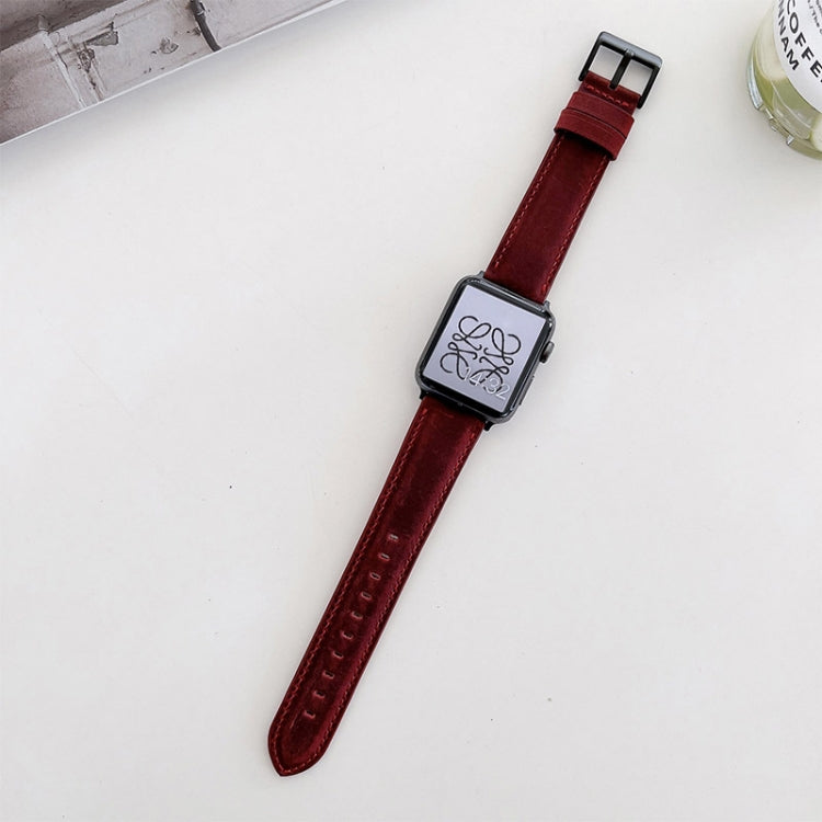 Crazy Horse Texture Matte Watch Band For Apple Watch Series 9&8&7 41mm / SE 3&SE 2&6&SE&5&4 40mm / 3&2&1 38mm(Red) by bashfashion