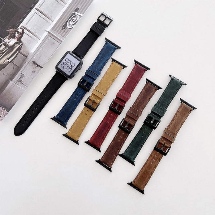 Crazy Horse Texture Matte Watch Band For Apple Watch Series 9&8&7 41mm / SE 3&SE 2&6&SE&5&4 40mm / 3&2&1 38mm(Green) by bashfashion