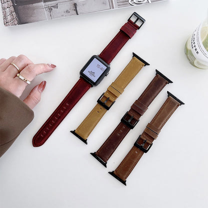 Crazy Horse Texture Matte Watch Band For Apple Watch Series 9&8&7 41mm / SE 3&SE 2&6&SE&5&4 40mm / 3&2&1 38mm(Red) by bashfashion
