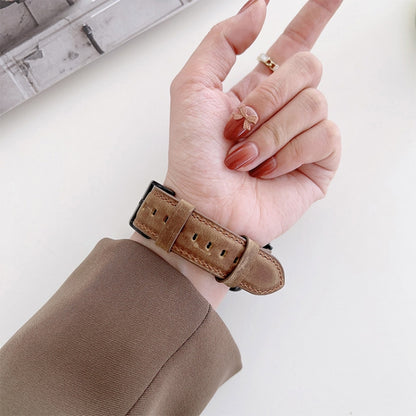 Crazy Horse Texture Matte Watch Band For Apple Watch Series 9&8&7 41mm / SE 3&SE 2&6&SE&5&4 40mm / 3&2&1 38mm(Black) by bashfashion