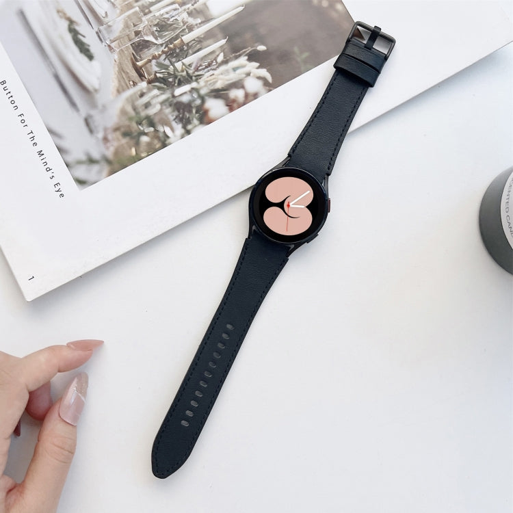 For Samsung Galaxy Watch4 40mm / 44mm Double-sided Leather Strap Watch Band(Black) by bashfashion