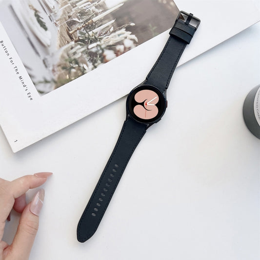 For Samsung Galaxy Watch4 40mm / 44mm Double-sided Leather Strap Watch Band(Black) by bashfashion