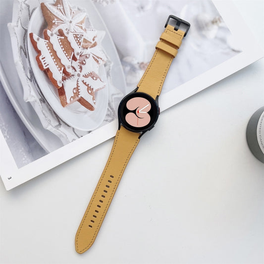 For Samsung Galaxy Watch4 40mm / 44mm Double-sided Leather Strap Watch Band(Yellow) by bashfashion
