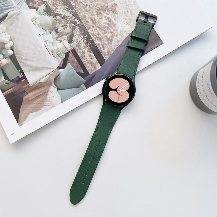 For Samsung Galaxy Watch4 40mm / 44mm Double-sided Leather Strap Watch Band(Green) by bashfashion