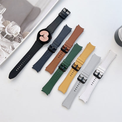 For Samsung Galaxy Watch4 40mm / 44mm Double-sided Leather Strap Watch Band(Yellow) by bashfashion