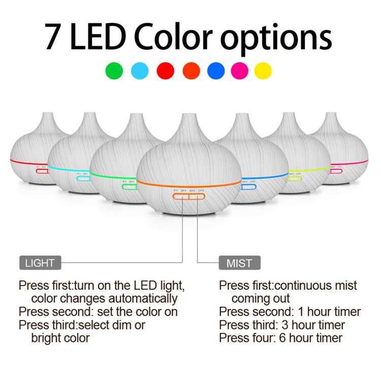 USB 400ml Wood Texture Fragrance Machine Pointed Mouth Humidifier Automatic Alcohol Sprayer with Colorful LED Light(Khaki) by bashfashion