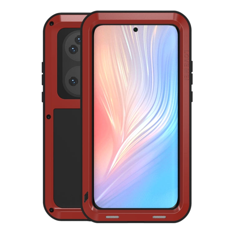For Huawei P50 Pro LOVE MEI Metal Shockproof Waterproof Dustproof Protective Phone Case without Glass(Red) by LOVE MEI