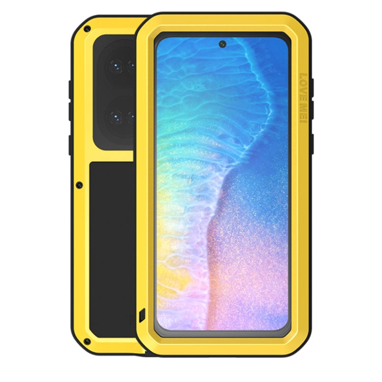 For Huawei P50 LOVE MEI Metal Shockproof Waterproof Dustproof Protective Phone Case with Glass(Yellow) by LOVE MEI