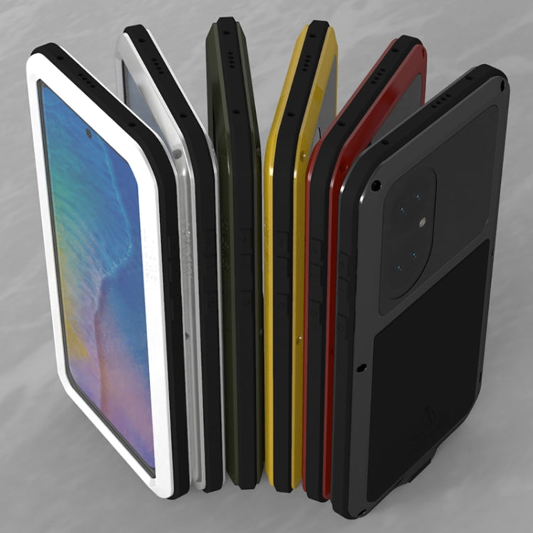 For Huawei P50 LOVE MEI Metal Shockproof Waterproof Dustproof Protective Phone Case with Glass(Yellow) by LOVE MEI