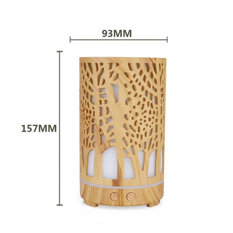 USB 200ml Hollow-out Forest Pattern Wooden Essential Oil Aromatherapy Machine Ultrasonic Humidifier Automatic Alcohol Sprayer(Light Brown-3) by bashfashion