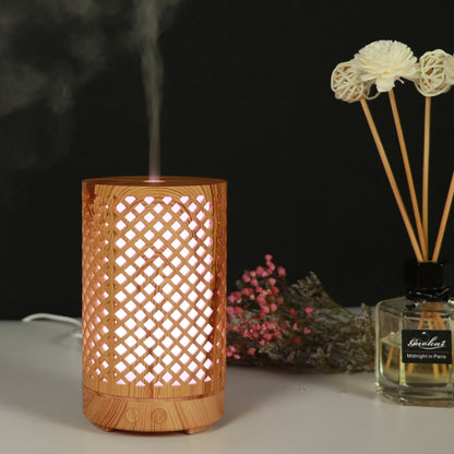 200ml Hollow-out Forest Pattern Wooden Essential Oil Aromatherapy Machine Ultrasonic Humidifier Automatic Alcohol Sprayer, Plug Specification:UK Plug(Light Brown-1) by bashfashion