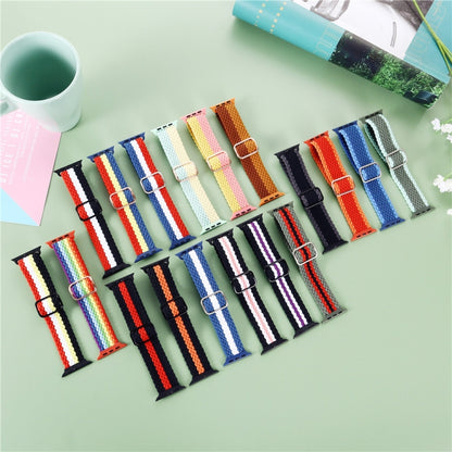Adjustable Striped Woven Nylon Strap Watch Band For Apple Watch Ultra 49mm&Watch Ultra 2 49mm / Series 9&8&7 45mm / SE 3&SE 2&6&SE&5&4 44mm / 3&2&1 42mm(Coffee) by bashfashion