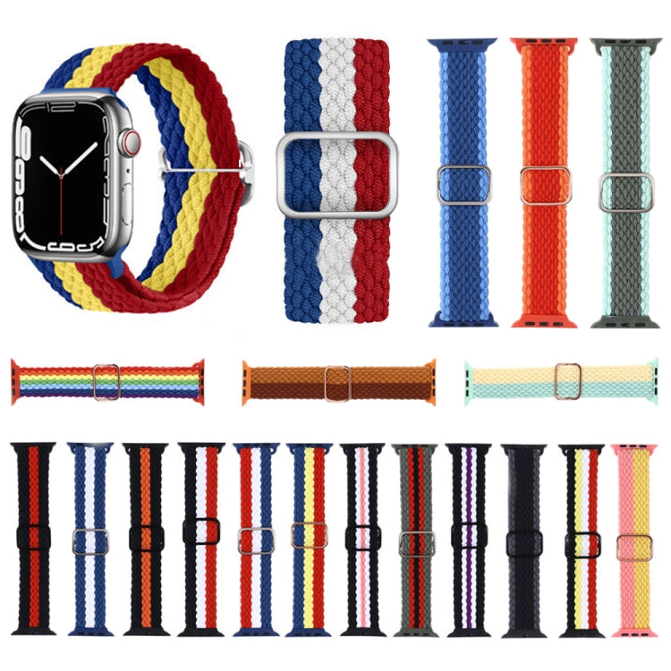 Adjustable Striped Woven Nylon Strap Watch Band For Apple Watch Ultra 49mm&Watch Ultra 2 49mm / Series 9&8&7 45mm / SE 3&SE 2&6&SE&5&4 44mm / 3&2&1 42mm(Coffee) by bashfashion