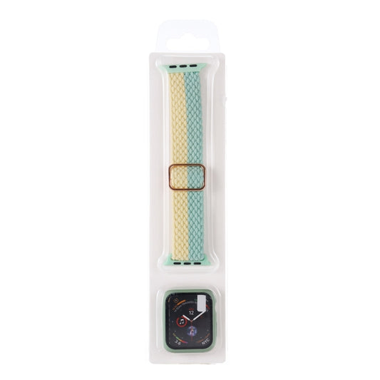Adjustable Striped Woven Nylon Watch Band + Watch Case Set For Apple Watch Series 7 41mm/6&SE&5&4 40mm/3&2&1 38mm(Pink Green) by bashfashion