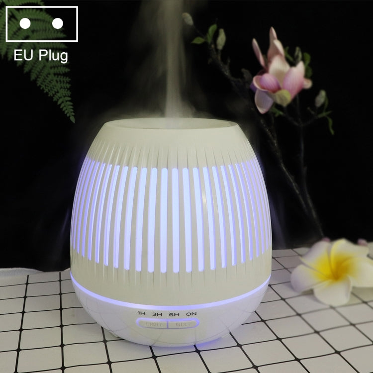 400ml Hollow-out LED Humidifier Wood Grain Air Purifier Aromatherapy Machine Automatic Alcohol Sprayer with Colorful LED Light, Plug Specification:EU Plug(White) by bashfashion