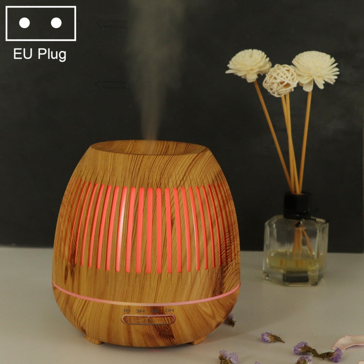 400ml Hollow-out LED Humidifier Wood Grain Air Purifier Aromatherapy Machine Automatic Alcohol Sprayer with Colorful LED Light, Plug Specification:EU Plug(Light Brown) by bashfashion