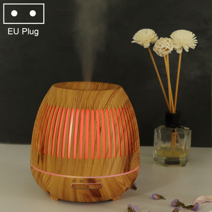 400ml Hollow-out LED Humidifier Wood Grain Air Purifier Aromatherapy Machine Automatic Alcohol Sprayer with Colorful LED Light, Plug Specification:EU Plug(Light Brown) by bashfashion