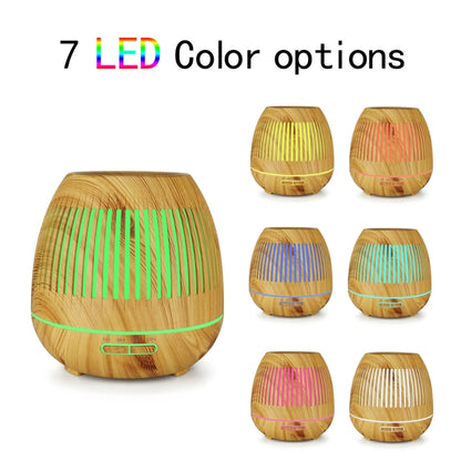 400ml Hollow-out LED Humidifier Wood Grain Air Purifier Aromatherapy Machine Automatic Alcohol Sprayer with Colorful LED Light, Plug Specification:EU Plug(Light Brown) by bashfashion