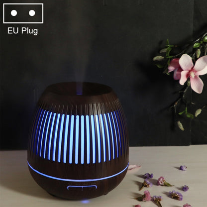 400ml Hollow-out LED Humidifier Wood Grain Air Purifier Aromatherapy Machine Automatic Alcohol Sprayer with Colorful LED Light, Plug Specification:EU Plug(Dark Brown) by bashfashion