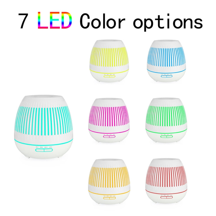 400ml Hollow-out LED Humidifier Wood Grain Air Purifier Aromatherapy Machine Automatic Alcohol Sprayer with Colorful LED Light, Plug Specification:UK Plug(White) by bashfashion