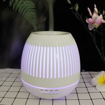 400ml Hollow-out LED Humidifier Wood Grain Air Purifier Aromatherapy Machine Automatic Alcohol Sprayer with Colorful LED Light, Plug Specification:UK Plug(White) by bashfashion