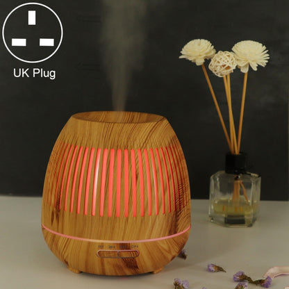 400ml Hollow-out LED Humidifier Wood Grain Air Purifier Aromatherapy Machine Automatic Alcohol Sprayer with Colorful LED Light, Plug Specification:UK Plug(Light Brown) by bashfashion