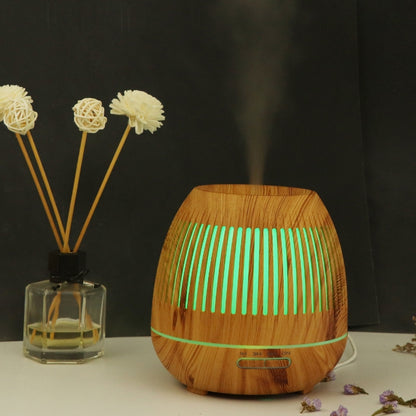 400ml Hollow-out LED Humidifier Wood Grain Air Purifier Aromatherapy Machine Automatic Alcohol Sprayer with Colorful LED Light, Plug Specification:UK Plug(Light Brown) by bashfashion