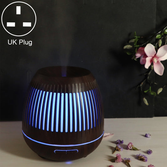 400ml Hollow-out LED Humidifier Wood Grain Air Purifier Aromatherapy Machine Automatic Alcohol Sprayer with Colorful LED Light, Plug Specification:UK Plug(Dark Brown) by bashfashion