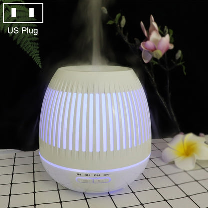 400ml Hollow-out LED Humidifier Wood Grain Air Purifier Aromatherapy Machine Automatic Alcohol Sprayer with Colorful LED Light, Plug Specification:US Plug(White) by bashfashion