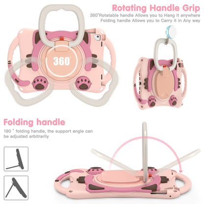 Cute Cat King Kids Shockproof Silicone Tablet Case with Holder & Shoulder Strap & Handle For iPad 9.7 2018 / 2017 / Air / Air 2 / Pro 9.7(Pink) by bashfashion