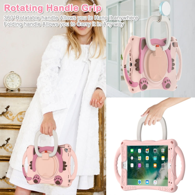 Cute Cat King Kids Shockproof Silicone Tablet Case with Holder & Shoulder Strap & Handle For iPad 9.7 2018 / 2017 / Air / Air 2 / Pro 9.7(Pink) by bashfashion