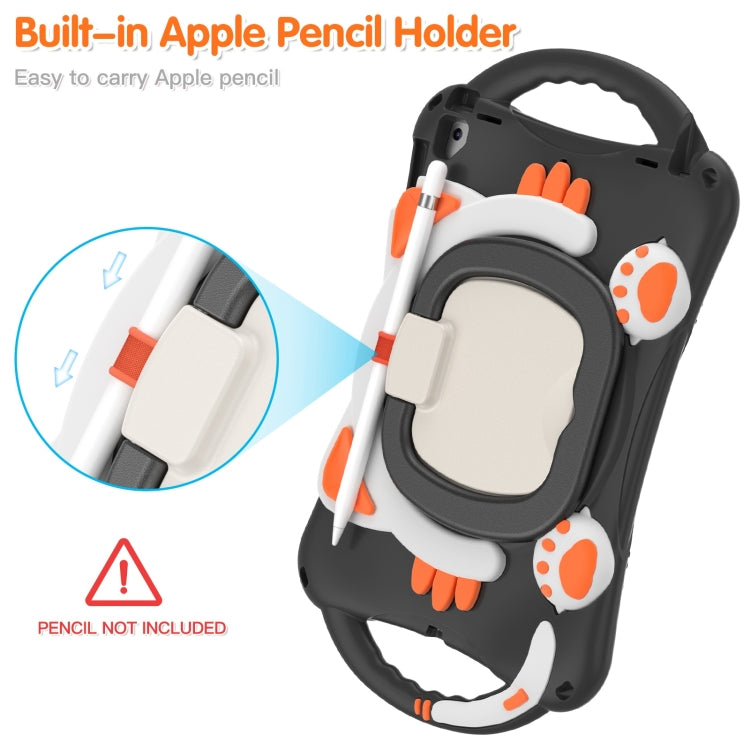 Cute Cat King Kids Shockproof Silicone Tablet Case with Holder & Shoulder Strap & Handle For iPad 9.7 2018 / 2017 / Air / Air 2 / Pro 9.7(Black Orange) by bashfashion