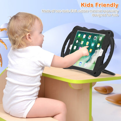 Cute Cat King Kids Shockproof Silicone Tablet Case with Holder & Shoulder Strap & Handle For iPad 9.7 2018 / 2017 / Air / Air 2 / Pro 9.7(Black Orange) by bashfashion
