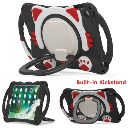 Cute Cat King Kids Shockproof Silicone Tablet Case with Holder & Shoulder Strap & Handle For iPad 9.7 2018 / 2017 / Air / Air 2 / Pro 9.7(Black Red) by bashfashion