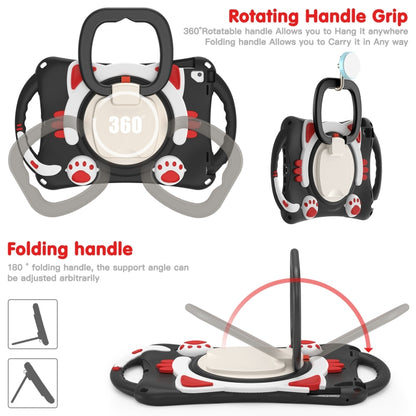 Cute Cat King Kids Shockproof Silicone Tablet Case with Holder & Shoulder Strap & Handle For iPad 9.7 2018 / 2017 / Air / Air 2 / Pro 9.7(Black Red) by bashfashion