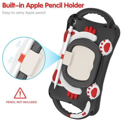 Cute Cat King Kids Shockproof Silicone Tablet Case with Holder & Shoulder Strap & Handle For iPad 9.7 2018 / 2017 / Air / Air 2 / Pro 9.7(Black Red) by bashfashion