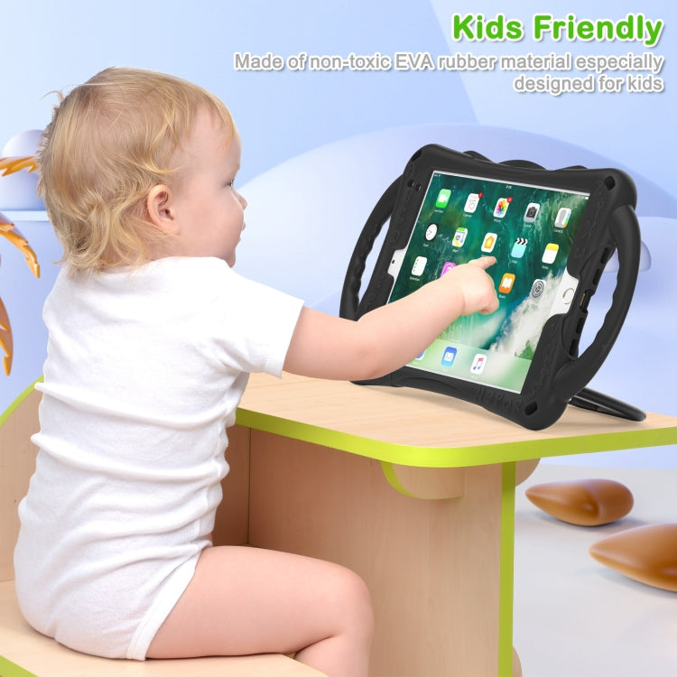 Cute Cat King Kids Shockproof Silicone Tablet Case with Holder & Shoulder Strap & Handle For iPad 9.7 2018 / 2017 / Air / Air 2 / Pro 9.7(Black Green) by bashfashion