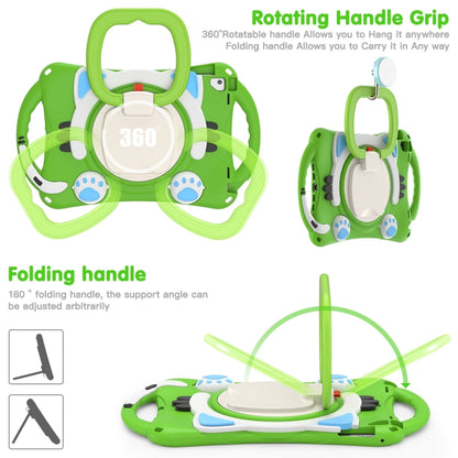 Cute Cat King Kids Shockproof Silicone Tablet Case with Holder & Shoulder Strap & Handle For iPad 9.7 2018 / 2017 / Air / Air 2 / Pro 9.7(Green) by bashfashion