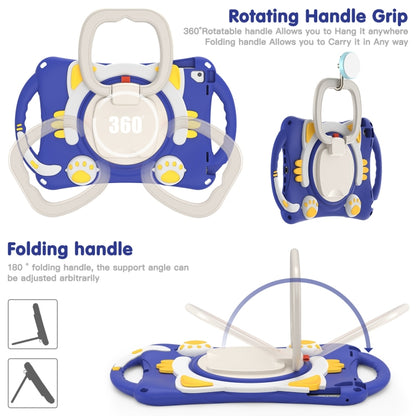 Cute Cat King Kids Shockproof Silicone Tablet Case with Holder & Shoulder Strap & Handle For iPad 9.7 2018 / 2017 / Air / Air 2 / Pro 9.7(Dark Blue) by bashfashion