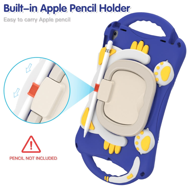 Cute Cat King Kids Shockproof Silicone Tablet Case with Holder & Shoulder Strap & Handle For iPad 9.7 2018 / 2017 / Air / Air 2 / Pro 9.7(Dark Blue) by bashfashion