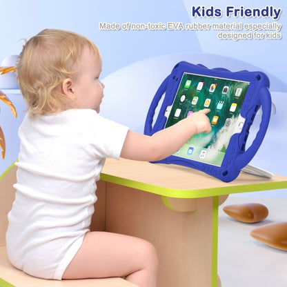 Cute Cat King Kids Shockproof Silicone Tablet Case with Holder & Shoulder Strap & Handle For iPad 9.7 2018 / 2017 / Air / Air 2 / Pro 9.7(Dark Blue) by bashfashion