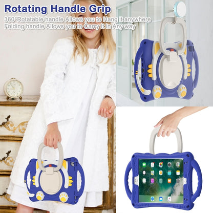 Cute Cat King Kids Shockproof Silicone Tablet Case with Holder & Shoulder Strap & Handle For iPad 9.7 2018 / 2017 / Air / Air 2 / Pro 9.7(Dark Blue) by bashfashion