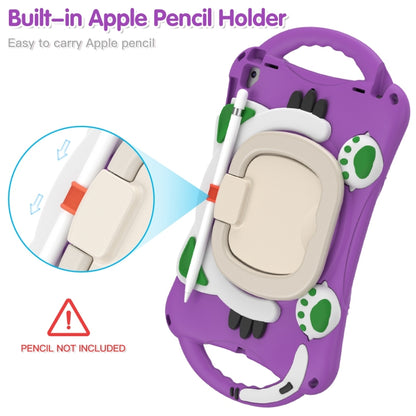Cute Cat King Kids Shockproof Silicone Tablet Case with Holder & Shoulder Strap & Handle For iPad 9.7 2018 / 2017 / Air / Air 2 / Pro 9.7(Purple) by bashfashion