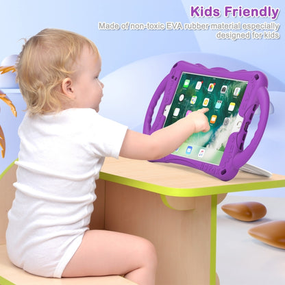 Cute Cat King Kids Shockproof Silicone Tablet Case with Holder & Shoulder Strap & Handle For iPad 9.7 2018 / 2017 / Air / Air 2 / Pro 9.7(Purple) by bashfashion