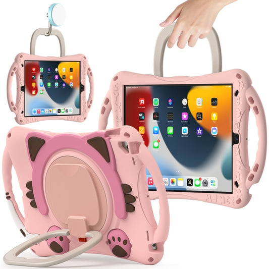 Cute Cat King Kids Shockproof Silicone Tablet Case with Holder & Shoulder Strap & Handle For iPad 10.2 2019 / 2020 / 2021 / Pro 10.5(Pink) by bashfashion