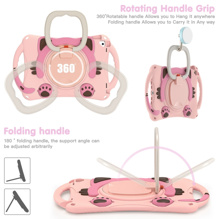 Cute Cat King Kids Shockproof Silicone Tablet Case with Holder & Shoulder Strap & Handle For iPad 10.2 2019 / 2020 / 2021 / Pro 10.5(Pink) by bashfashion