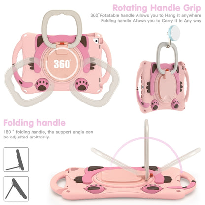 Cute Cat King Kids Shockproof Silicone Tablet Case with Holder & Shoulder Strap & Handle For iPad 10.2 2019 / 2020 / 2021 / Pro 10.5(Pink) by bashfashion