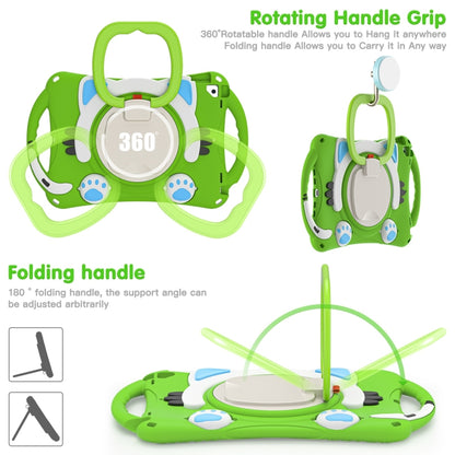 Cute Cat King Kids Shockproof Silicone Tablet Case with Holder & Shoulder Strap & Handle For iPad 10.2 2019 / 2020 / 2021 / Pro 10.5(Green) by bashfashion