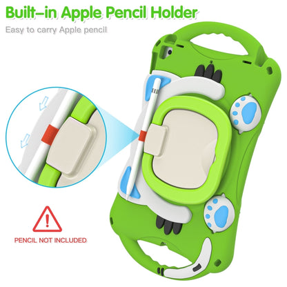Cute Cat King Kids Shockproof Silicone Tablet Case with Holder & Shoulder Strap & Handle For iPad 10.2 2019 / 2020 / 2021 / Pro 10.5(Green) by bashfashion