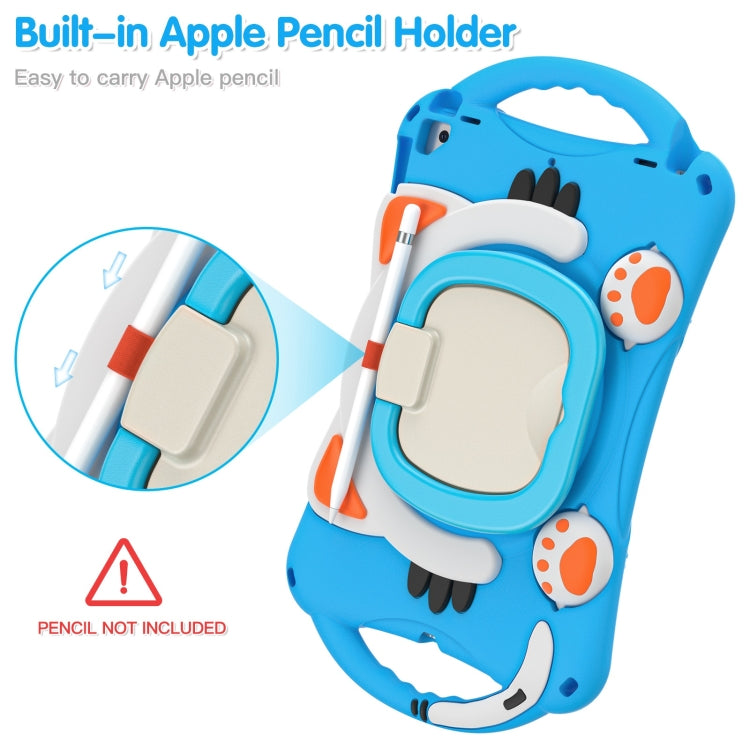 Cute Cat King Kids Shockproof Silicone Tablet Case with Holder & Shoulder Strap & Handle For iPad 10.2 2019 / 2020 / 2021 / Pro 10.5(Light Blue) by bashfashion